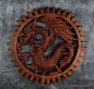 Preview: Hexenshop Dark Phönix Geschnitzter Holz Sonnendrache als Wandrelief 29 cm